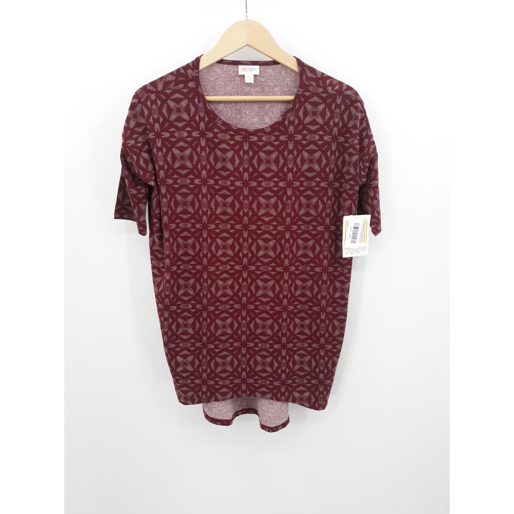 NWT LuLaRoe Irma maroon/gray print size XXS
